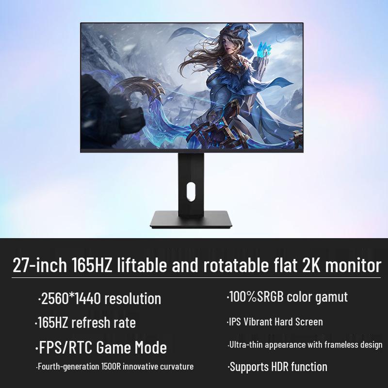 24" Rotating Vertical Monitor, 27" 4K 144Hz IPS Design Secondary Display
