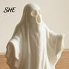 Kleine Geisterstatue für Schlafzimmer 3D-gedrucktes Ornament, Lustige Figur, Minimalistisches gefaltetes Schreibtischornament Halloween-Umhang-Skulptur Heimtischplatte Party