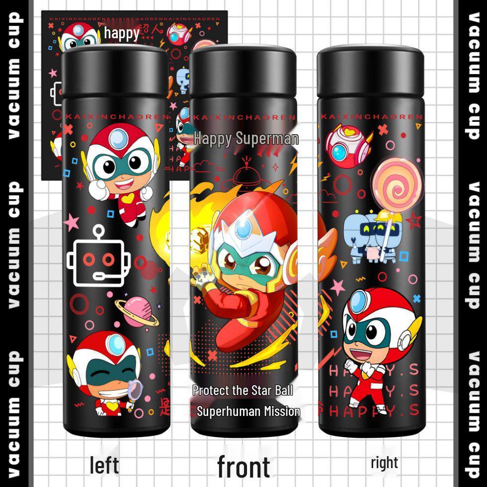 Superman Cartoon Thermos Cup with Smart Temperature Display - Large Capacity & Stainless Steel Classic (500ml)