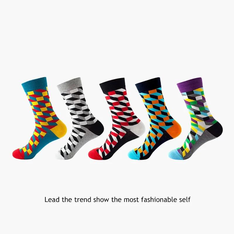 36 Styles Men's Cotton Dress Socks Bulk Pack - 5-Pair Trendy Funny Casual Socks Gift Set for  & Dropshipping