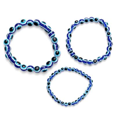 Evil Eye Fashion 4 6 8mm Blue Resin Beads Beaded Bracelet Turkish Style Charm Blue Eye Bead Bracelet For Women