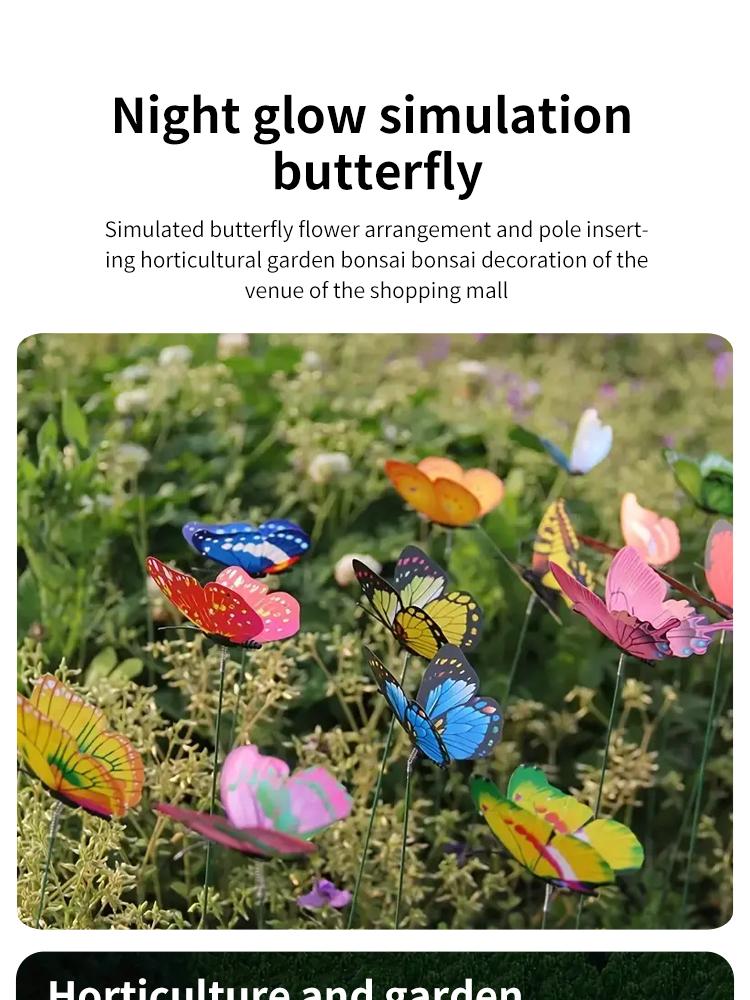 Luminous Butterfly Gardening Butterfly Pole Decoration 8cm Garden Decoration Lawn Decoration PVC Home Decoration 25PCS