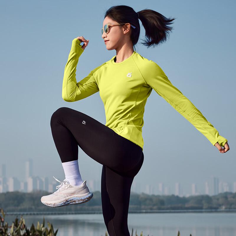 Yuebu Women's Thickened Breathable Grid Long Sleeve Running T-Shirt