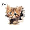 Self Adhesive Sticker Broken Wall Cat Toilet Sticker, Peel And Stick Decor PVC Bathroom Decal Decal, Removable Waterproof Lid for Stickers