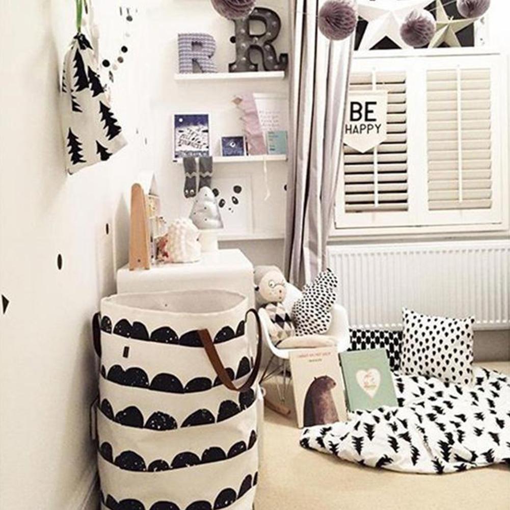 Large Capacity Canvas Standing Storage Bag Simple Laundry Toy Organizer with Handle