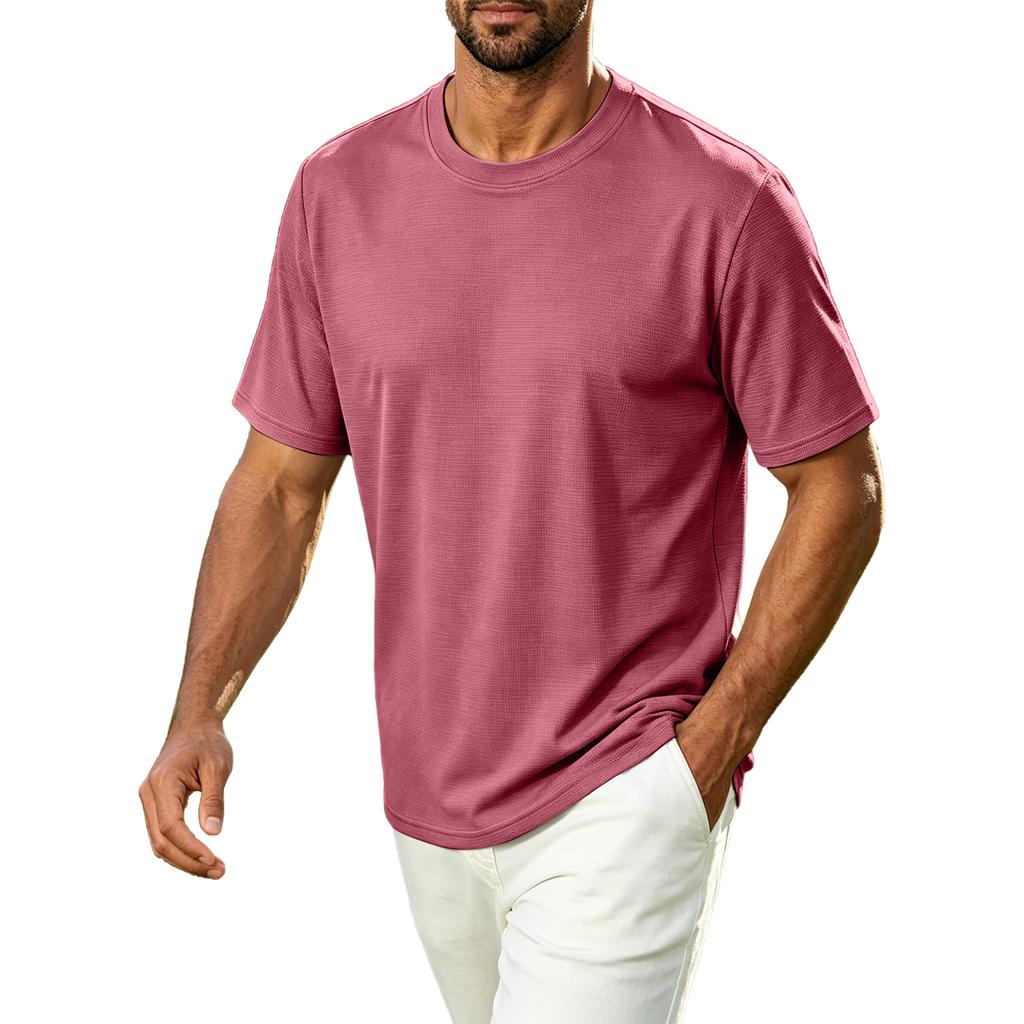 Men's Casual Crew Neck T-Shirt Breathable Quick Dry Short Sleeve Athletic Top Lightweight Comfortable Fit