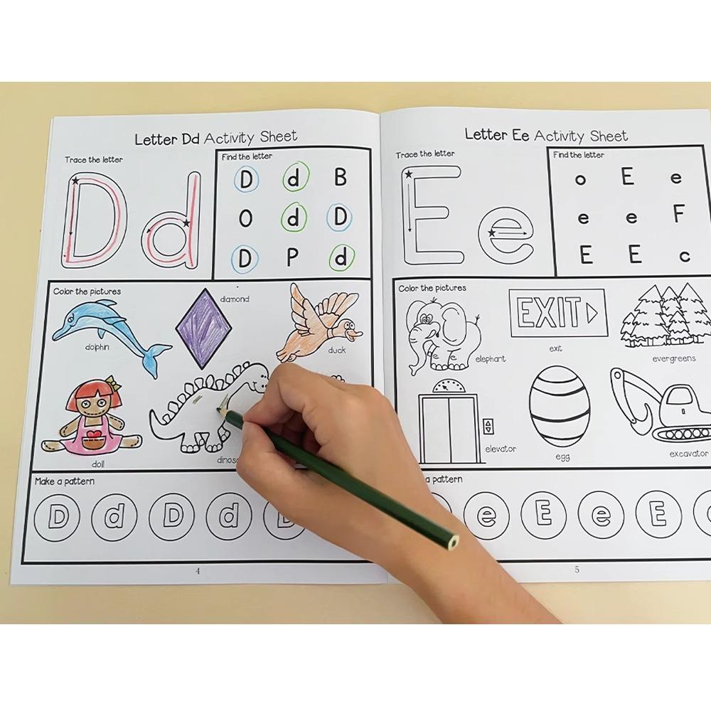 Letters A-Z Tracing Practice Workbook Preschool English Learning Kindergarten Alphabet Writing Coloring Book Montessori A4 Size