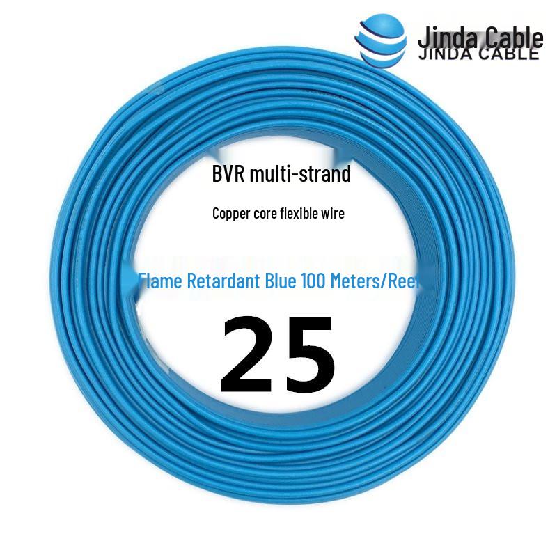 Jinda BVR Flame Retardant Single Core Multi-Strand Copper Wire 10/16/25mm² - Home & Industrial Use.