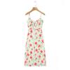 Spring and summer new French girl small fresh big flower print vacation casual elastic backless suspender dress