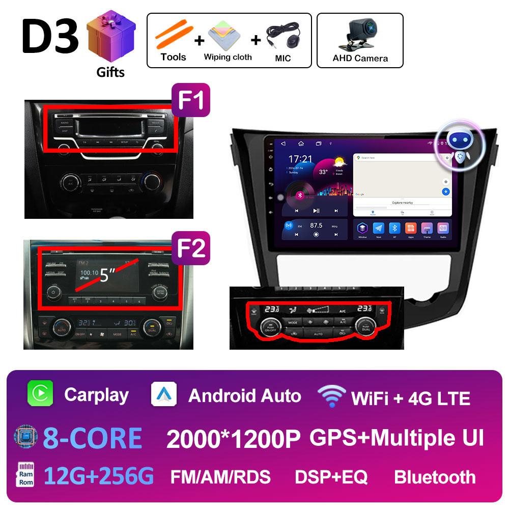 For Nissan Qashqai J11 Nissan X trail T32 2014 2015 2016 2017 Car Multimedia Audio Player Smart System GPS Navi QLED IPS Screen