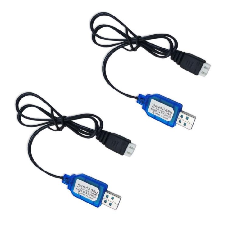 USB Charger Cable SM2.0 2P Connectors for 7.2V 250mA NiMH NiCD Batteries with LED Indicator and Safe Charging