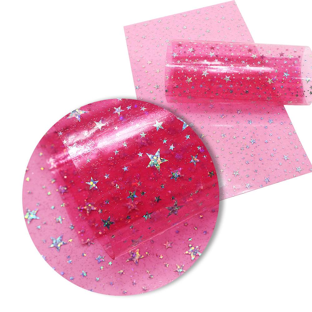 Iridescent Glitter Star Laser PVC Film - 0.5MM for Handbags, Backpacks, Shoes & Decorative Material