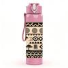 1PC Ethnic Tribal Animal Pattern Print 750ml Color Plastic Sports Water Bottle Leakproof Flip Straw Lid Suitable for Sports Office Home Use