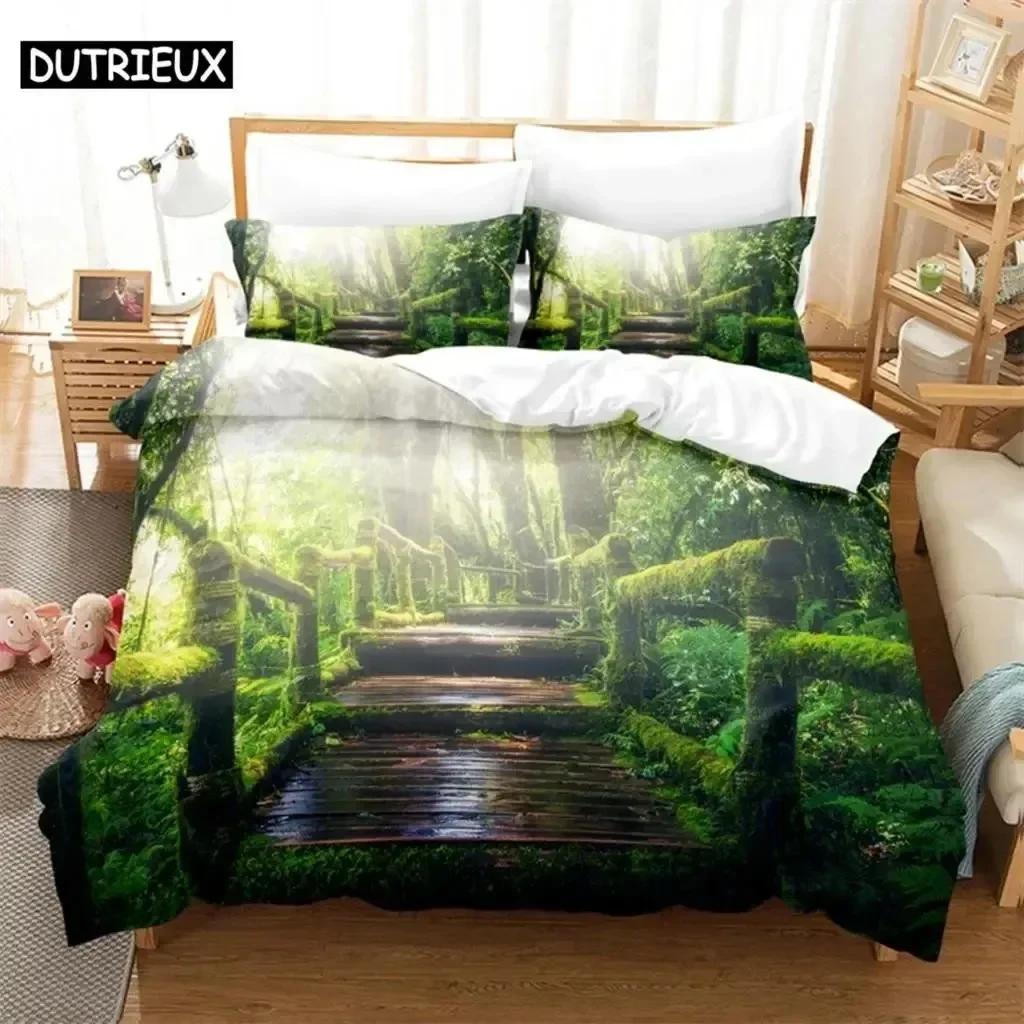 Luxuriös Neu 3D-Druck Dichter Wald Bequemer Bettbezug Kissenbezug Bettwäscheset Kinder Schlafzimmer Dekoration Heimtextil