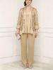 Abito da sera taglie forti da donna europeo e americano - Elegante completo pantalone con ricamo in pizzo pesante
