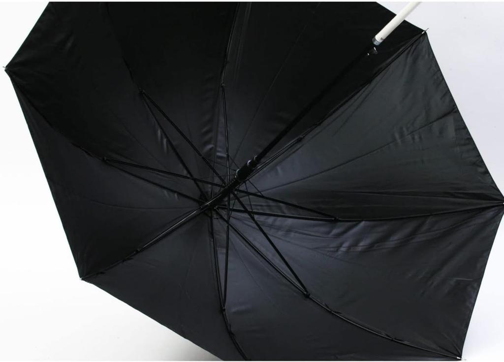 Basic Standard Long Sun Rain UV Cut Special Inner Light Heat Fiberglass Automatic Cute Character Black Umbrella, Umbrella, Umbrella, Women's, 58cm,