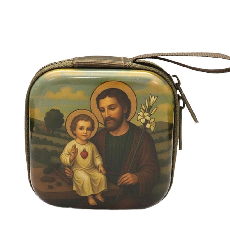Catholic Rosary Pouch Religious Jewelry Storage Box Rosary Prayer Bag with Zippers Closures Coin Purses for Earrings