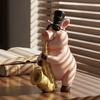Cute Gentleman Pig Figurine Funny Resin Pig Playing Trumpet Sculpture for Living Room Bedroom Office Desk Home Decor