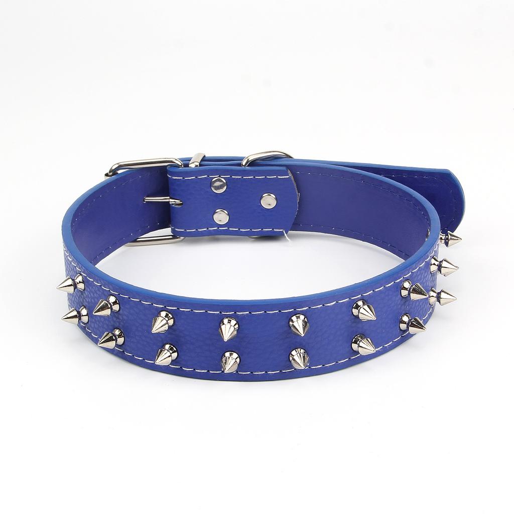Cool Punk Studded Spiked Dog Collar Adjustable Faux Leather Collar With Metal D‑Ring For Medium Large Dogs Walking Party