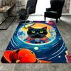 Retro Astronaut & Black Cat In Space Rug Floor Mat for Living Room or Bedroom Soft and Comfortable Carpet a Gift for Birthday and Holiday.SFF0917297