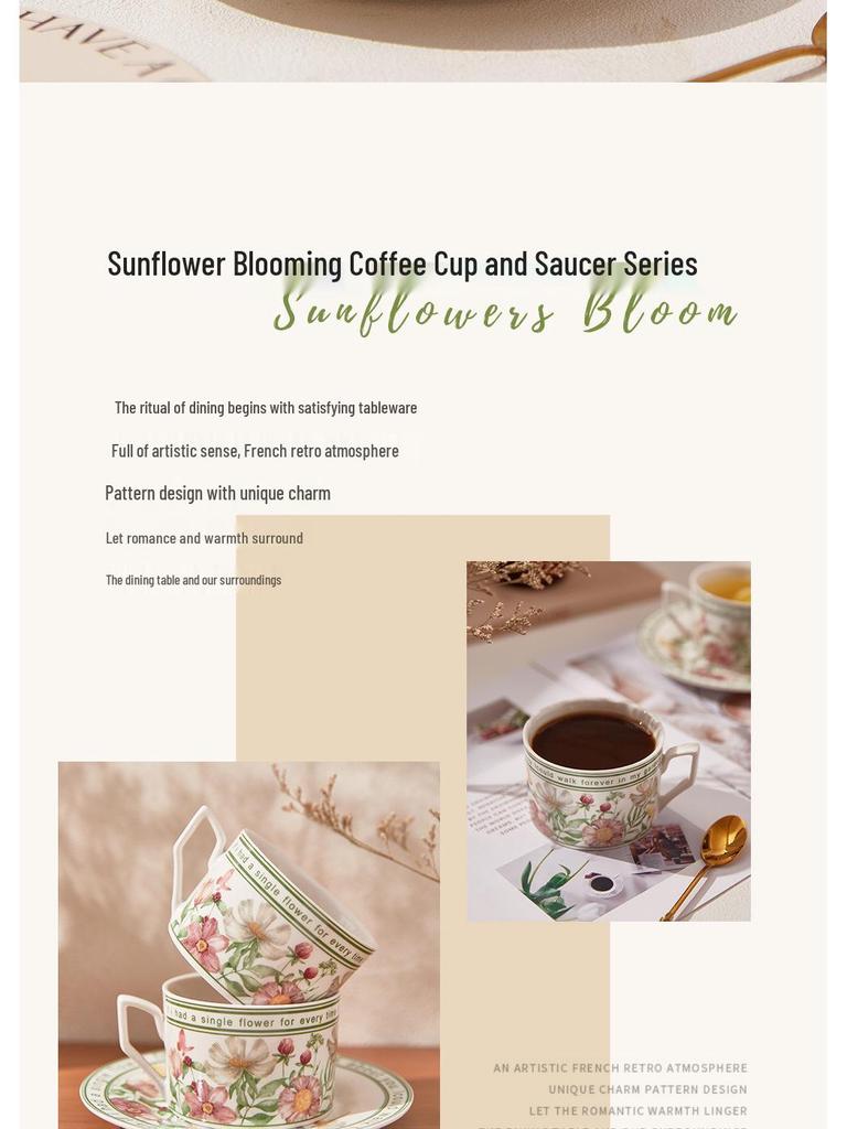 Handmade Ceramic Sunflower Blooms Tea and Coffee Cup Set