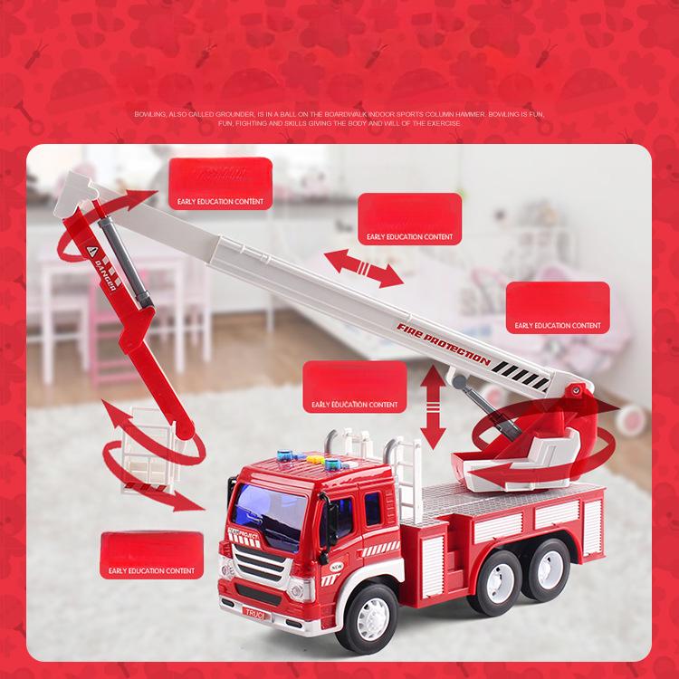Multifunctional Early Education Simulation Inertia Sound And Light Music Storytelling Fire Truck Model Children'S Toys 1:16