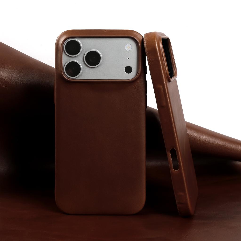 Premium Real Leather Back Case For Iphone 17Pro 16pro Max 15 14 13 12 11 Business Full Covered Protective Cover Phone Cases