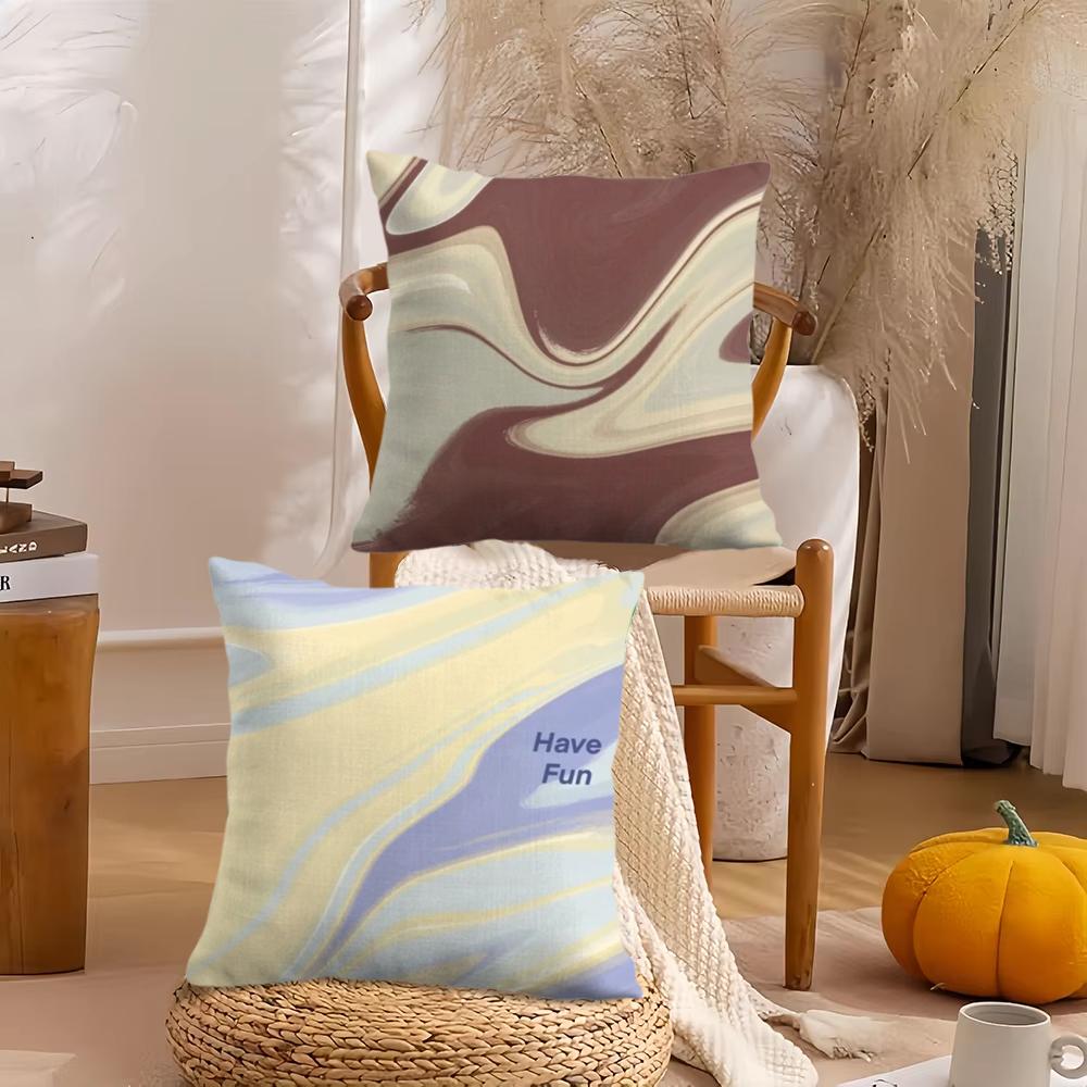 Colorful Marble Pattern Cushion Cover Short Plush Double-Sided Printing Home Machine Washable In Warm Winter Pillow Cover