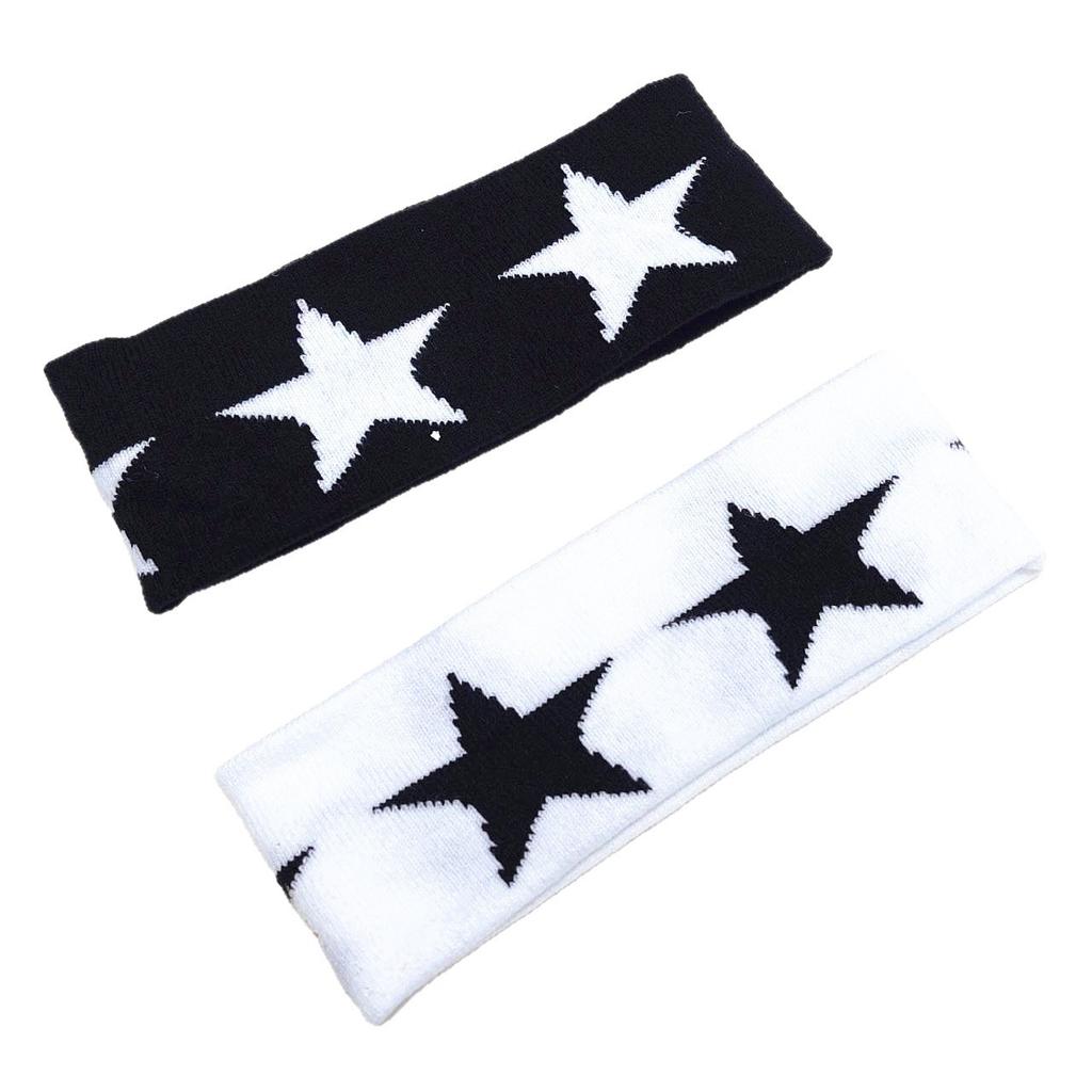 Vintage Plaid Star Print Cotton Headband, Unisex Retro Geometric Hair Band