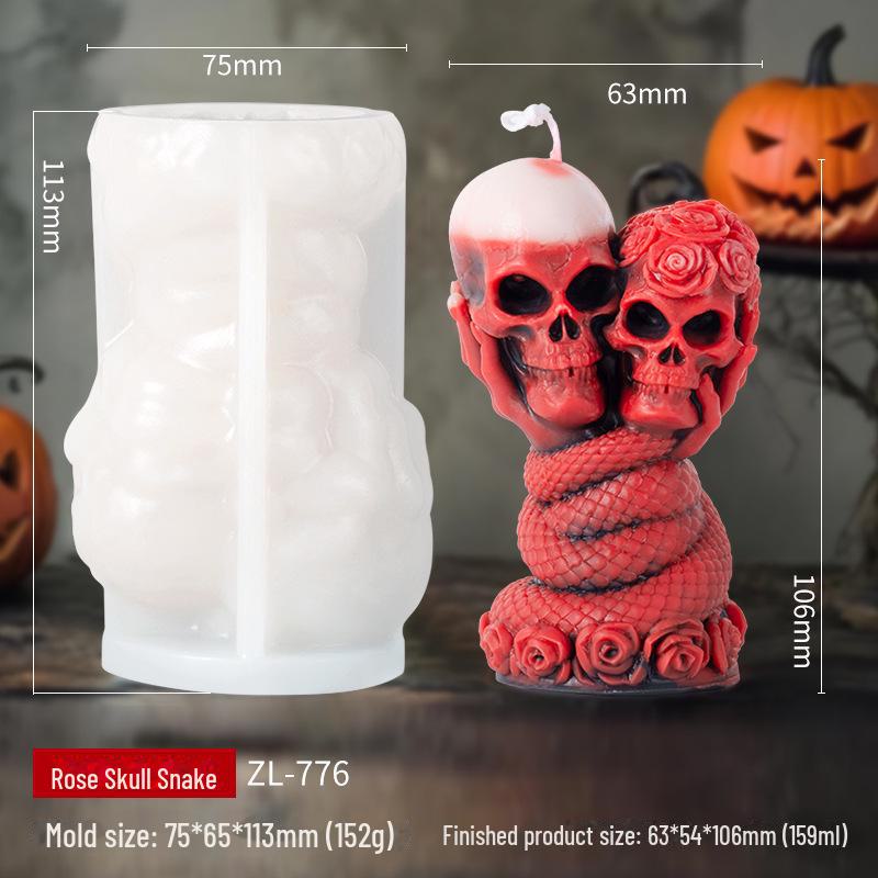 

Форма для ароматерапевтической свечи Sanxin Skull & Snake – креативная силиконовая форма на Хэллоуин