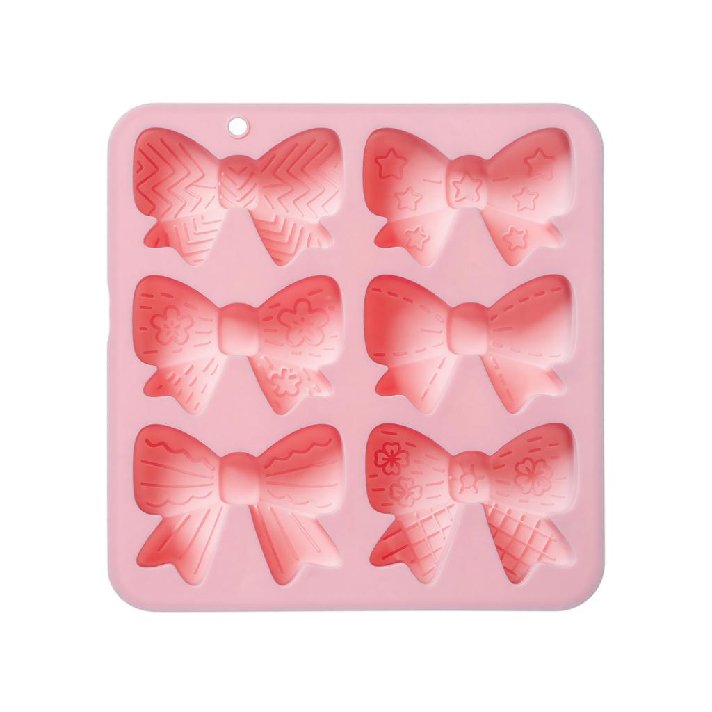 Silicone Bow Tie Mold Flexible Non-Stick Baking Mold for Candy Chocolate Ice Cubes Soap Making with Six Cavities Durable Heat Resistant