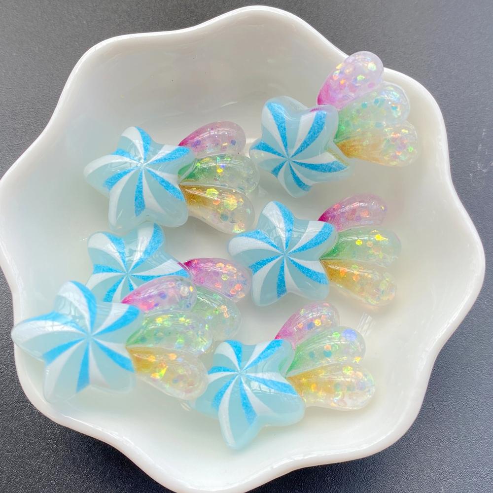 10pcs Resin Kawaii Cute Shiny Colorful Stars Rainbow Flat Back Stones Applique DIY Wedding Home Decor DIY Jewelry Making