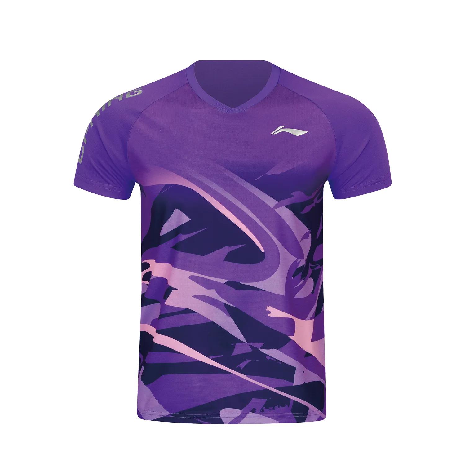 Herren Li-Ning Badminton Kollektion Badminton Trikots Unisex Blumenball Lila V-Ausschnitt Moderat 2XL blue