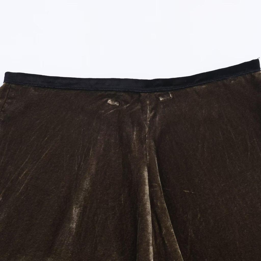 2025 Autumn European Style Women's Velvet Lace Skirt