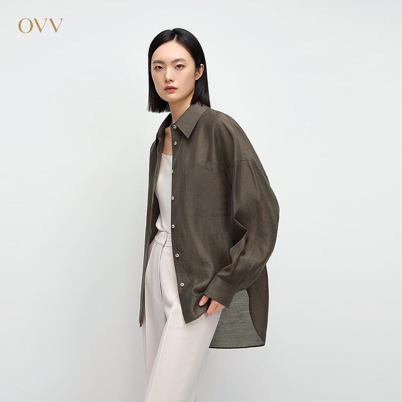 OVV Women s Oversized Lightweight Sheer Long-Sleeve Casual Shirt L