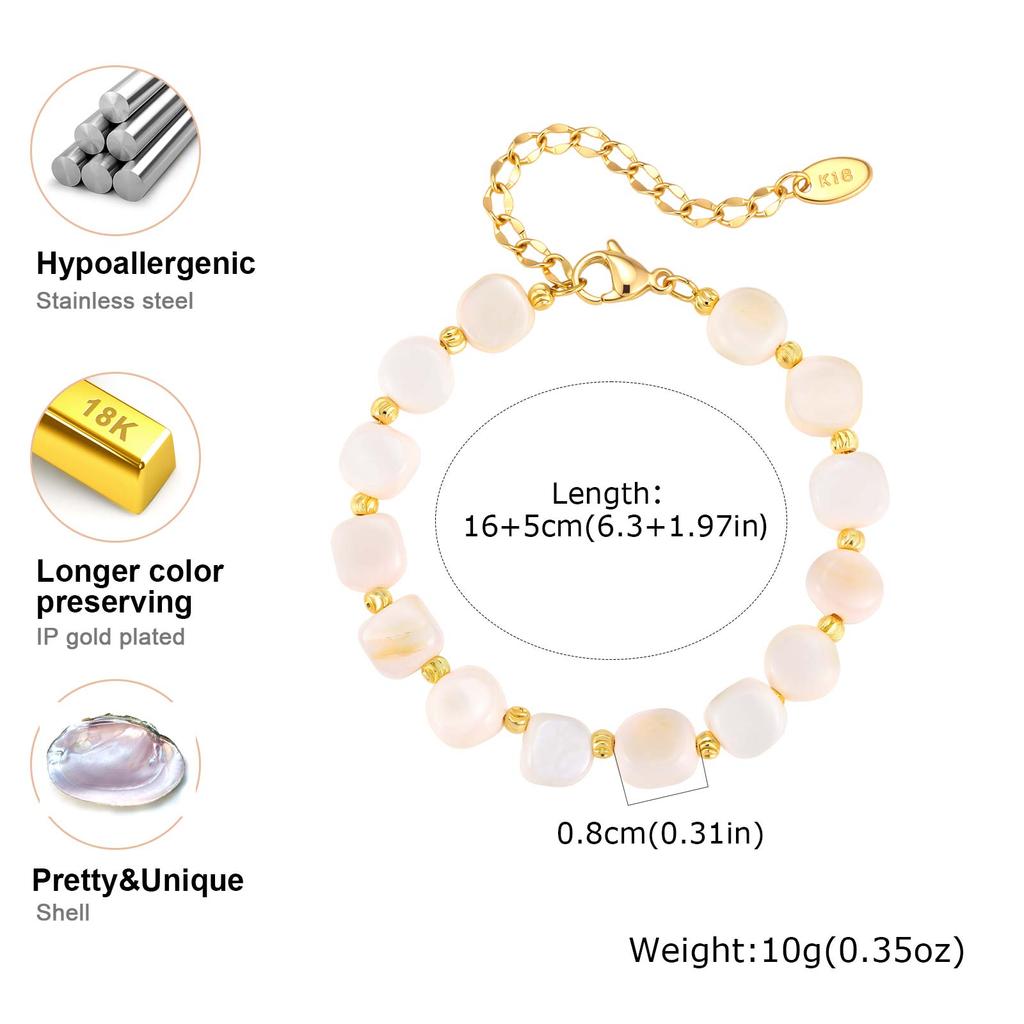 Elegant Irregular Natural Shell Bead Bracelets for Women Stainless Steel Handmade Adjustable Bracelet High Quality Fine Jewelry