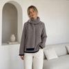 Women's Striped Knit Scarf Pullover Sweater, Color Block Casual Top for Fall and Winter