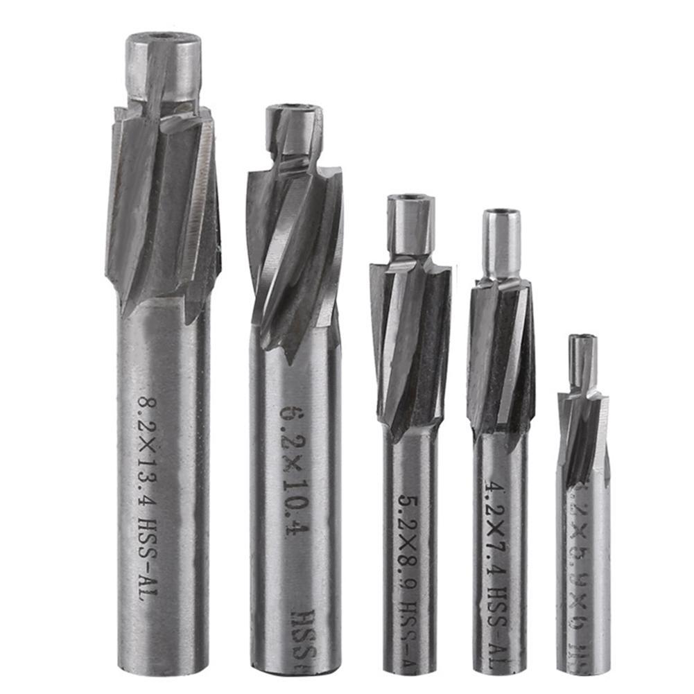 5pcs M3M8 Contrabore End Mill Pilot Milling Cutter Countersink Router