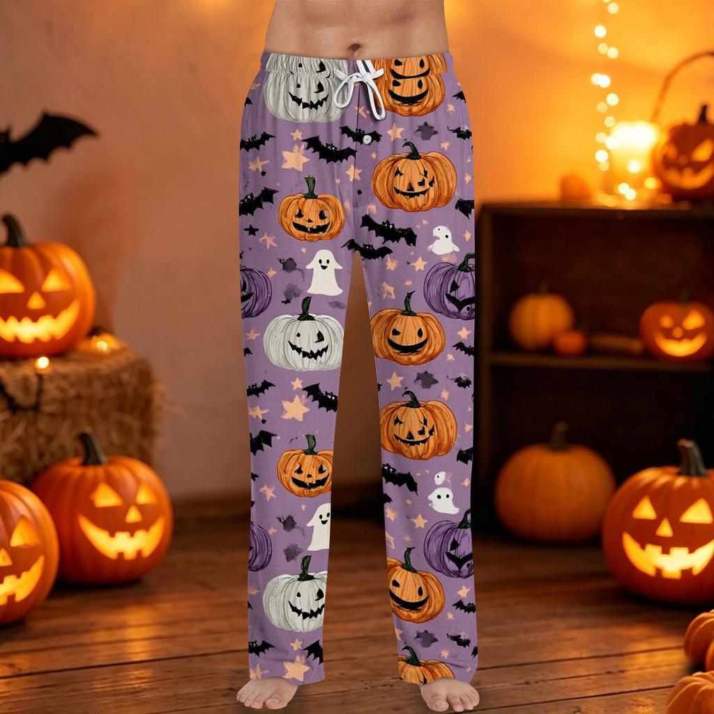 Men's Halloween Print Drawstring Lounge Pants Casual Sleepwear Bottoms Comfortable Fit Relaxed Style