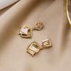 Geometric Square Earrings, Opal Diamond-Set Rhombus Temperament Trendy Stud Earrings.