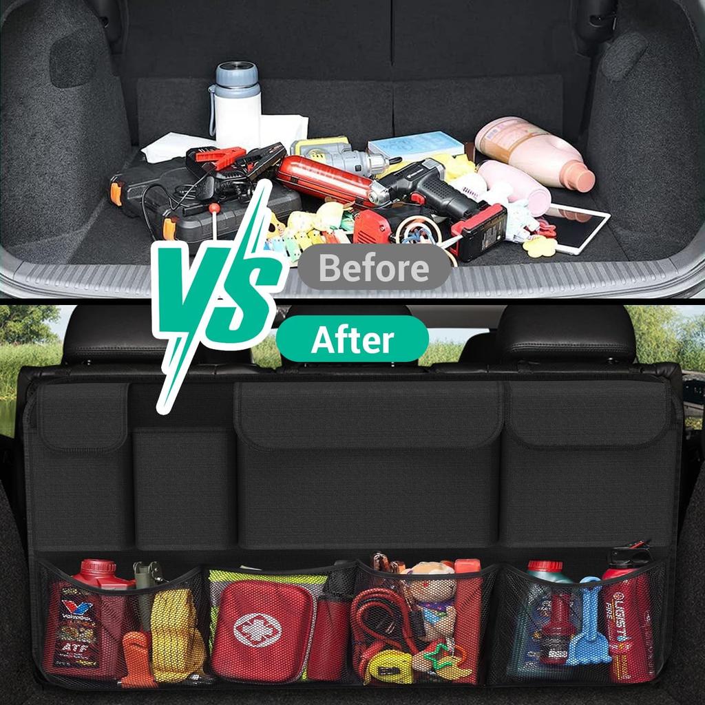 Car Trunk Organizer, Large Capacity Trunk Storage Organizer With 8 Pockets, Sturdy Trunk Organizer Car Accessories For SUV/MPV/Truck, 36"×20"