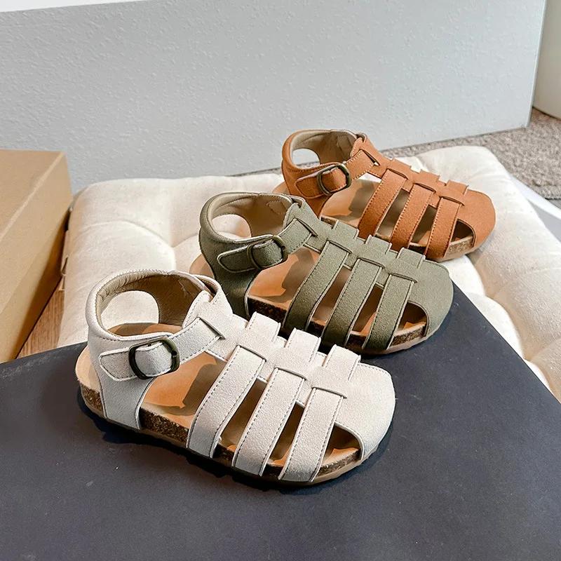 Children Clothing Yulin-001 Boys New Children Cool Sandals Girls Hollow Breathable Beach Sandals Baby Soft Kindergarten Leather Sandals Cm