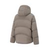 Li Ning Womens Fitness Series Loose Hooded Solid Color Versatile Casual Short Zipper Winter Down Jacket Women Outerwear Tree-Gray Brown AYMU086-4