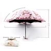 New Fashion Luxury Embroidered Flower Rain Umbrella for Women 3 Folding Double Layer Lace Up Parasol Luxury Uv Umbrellas Summer