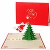 3D Christmas Card - GSBSBK395SML - With Envelope - Tree and Santa Claus - Original Gift Idea