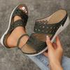 Large size wedge heel women's slippers wedge heel one word with cool slippers
