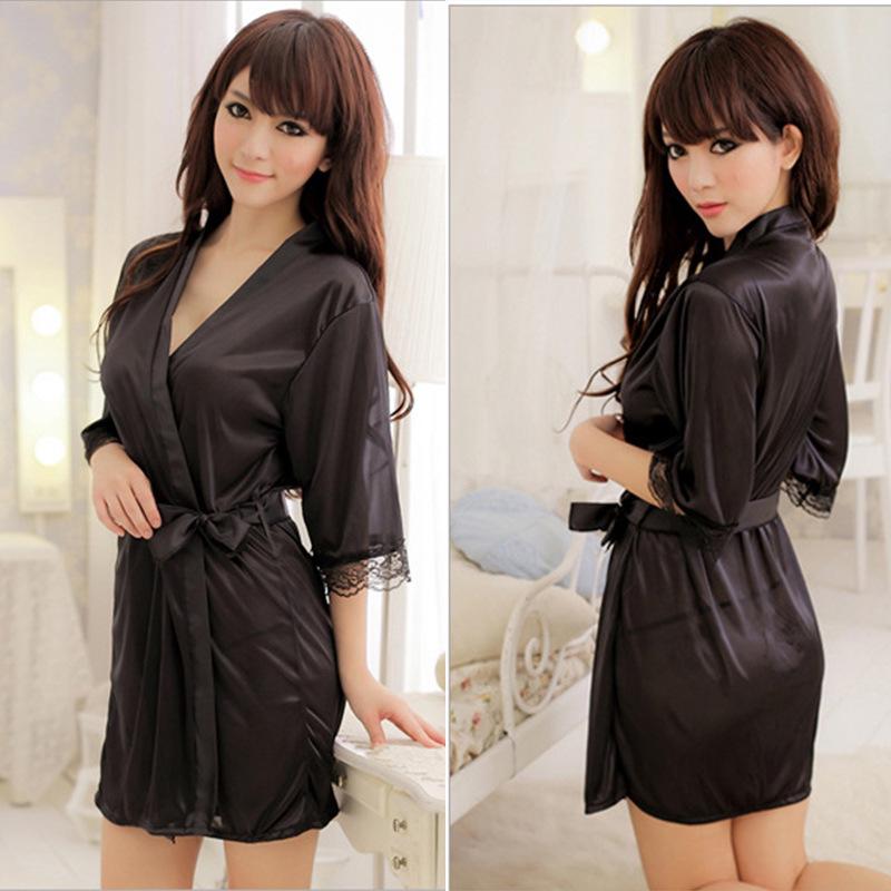 European & American Satin Lingerie: Sexy Plus-Size Bathrobe & Pajamas Set for Women