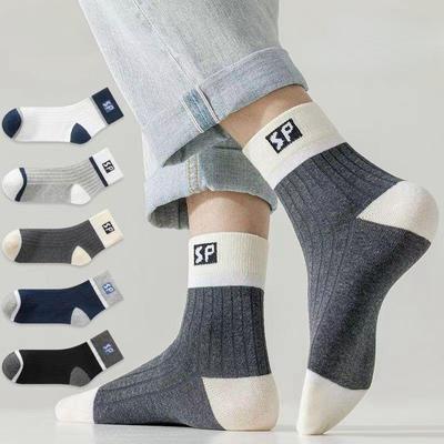 Herren-Mittelschlauchsocken Frühling und Herbst Reine Baumwolle Schweißabsorbierende Atmungsaktive Socken Reine Sommersportsocken Lange Schlauchsocken