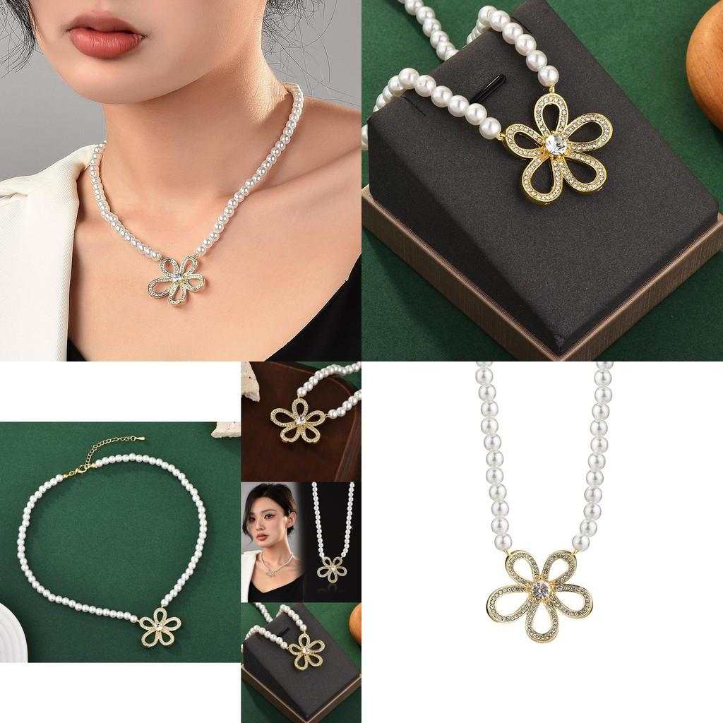 Contemporary Floral Pearl Necklace For Women Featuring Elegant Design Perfect For Casual And Office Wear