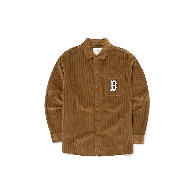MLB Boston Red Sox Shirts Unisex Brown Lapel Moderate Shirt 3AWS02014-43BRS M
